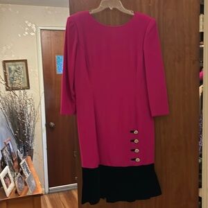 Stunning fushia with black velvet border and gorgeous rhinestones buttons .